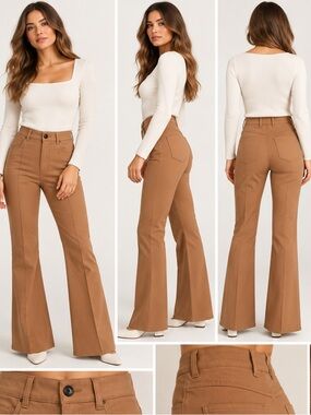Meryl Rogge Techno Flared Pants 27 Camel Hailey Bieber Kendal Jenner
